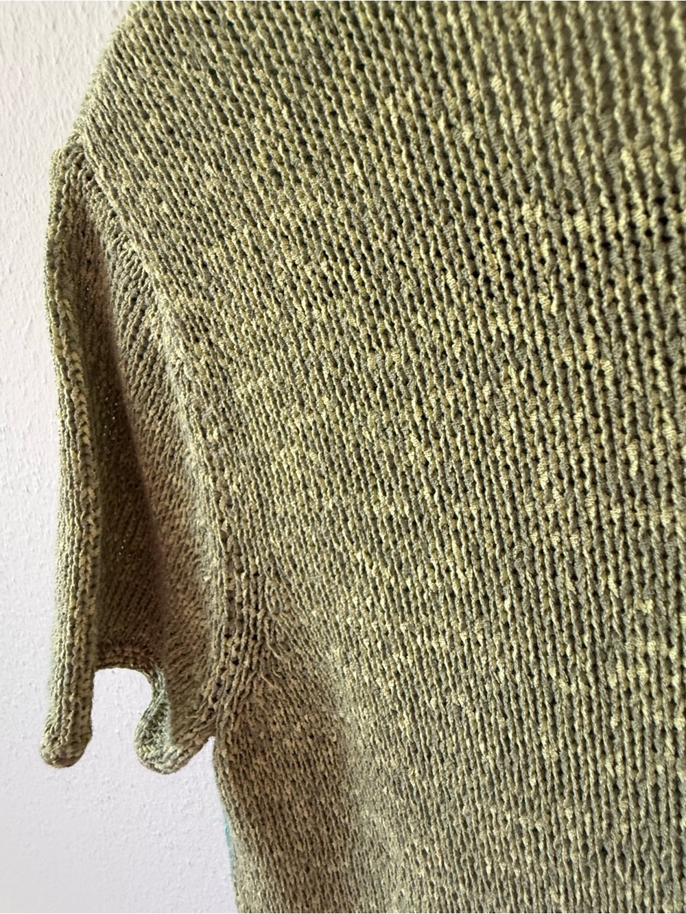 Sigrid Olsen Green & Teal Leaf-Pattern Short Sleeve Knit Top - Picture 11 of 13